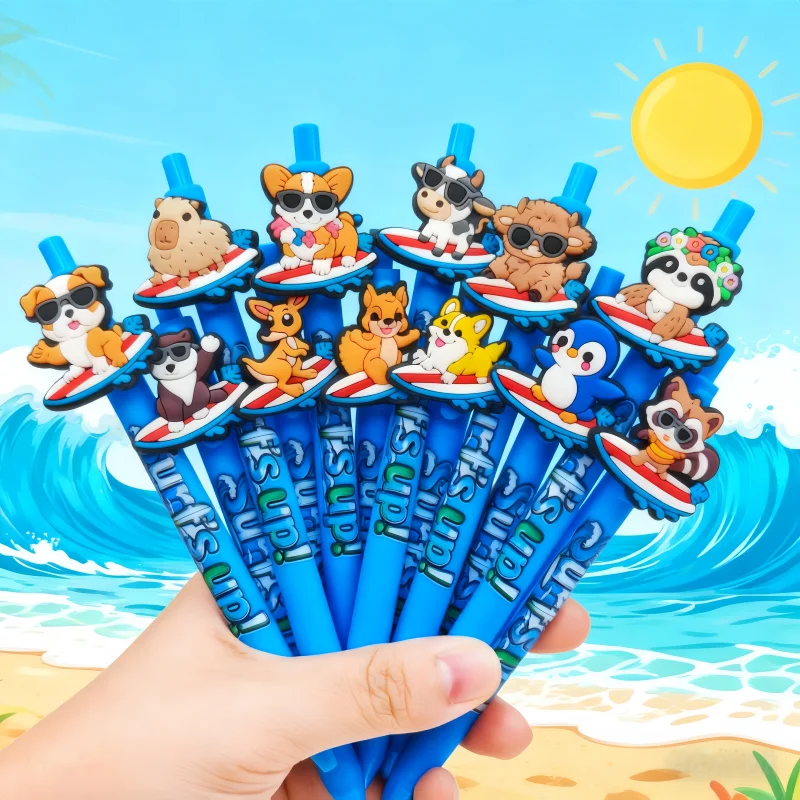 

12 шт./20 шт., шариковая ручка с изображением животных для серфинга, креативная доска для серфинга с принтом, повседневные офисные студенческие обучающие канцелярские принадлежности, подарочная ручка