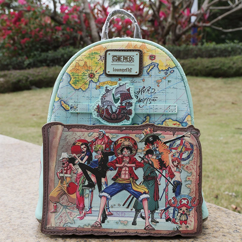 

One Piece Loungefly Backpack Anime Figure Luffy Zoro Gang Karte Mini-Rucksack Funko Loungefly Backpack Cosplay Knapsack Gift