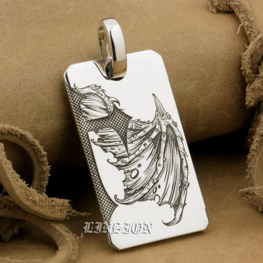 

999 Pure Silver Handmade Angel Wing Devil Wing 2 Sides Charms Pendant 9X021