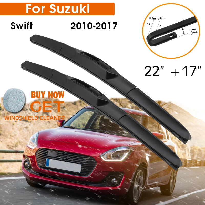 

Автомобильный стеклоочиститель для Suzuki Swift 2010-2017 лобовое стекло резиновый силиконовый запасной передний стеклоочиститель 22 "+ 17" LHD RHD автомо...