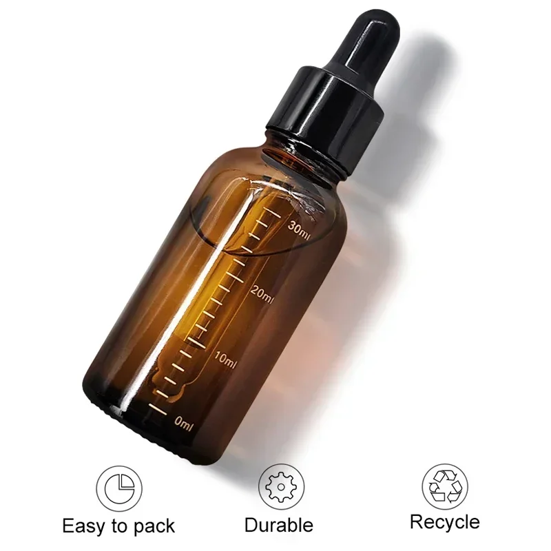 1 Pc 10/20/30/50/100 Ml Amber Glas Hervulbare Druppelflesje Met schaal Reizen Essentiële Olie Pipet Flessen Voor Reagens Oogdruppel
