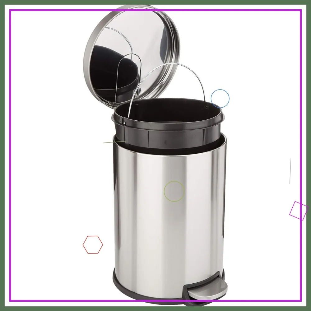 

Soft-Close Foot Pedal Trash Can, 20L/5.3 Gallon, Brushed Stainless Steel for Home Office