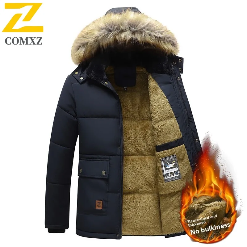 COMXZ الدافئة القطن وسادة مبطنة صوف مبطن سميكة فضفاضة التخييم عالية الجودة الشتاء سترة الثلوج حجم كبير الرجال معطف الحشو #5