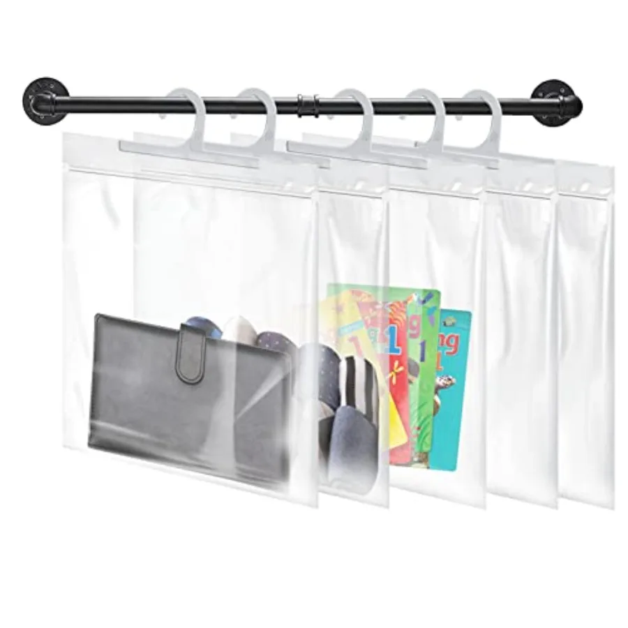 

Hanging Storage Bags 24 Pack Large Hook 10 x 12.5-inch Clear Plastic Bags for Classroom Library and Pharmacy Use