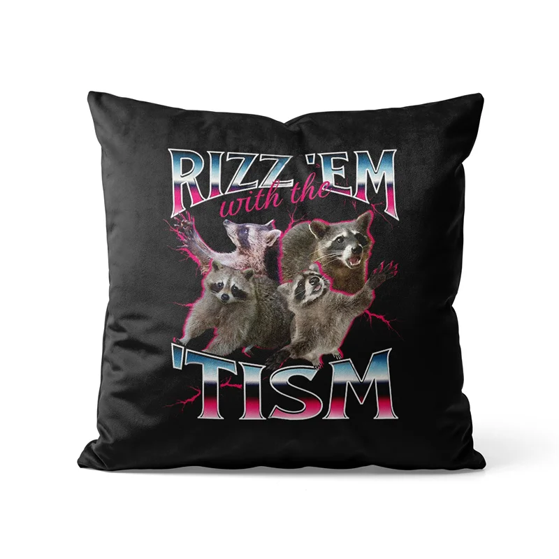 Gaslight Gatekeep Girlboss Rizz Em with the Tism Meme Throw Pillow Covers Cushion Cases Pillowcases for Sofa 45cm x 45cm