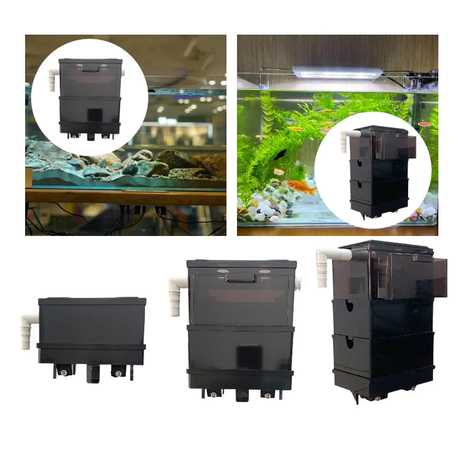 Overflow Box for Aquariums Quiet with Drawer Drip Tray DIY Water Flow Accessory Drip Water Flow Pipe Filter for Small Fish Tanks