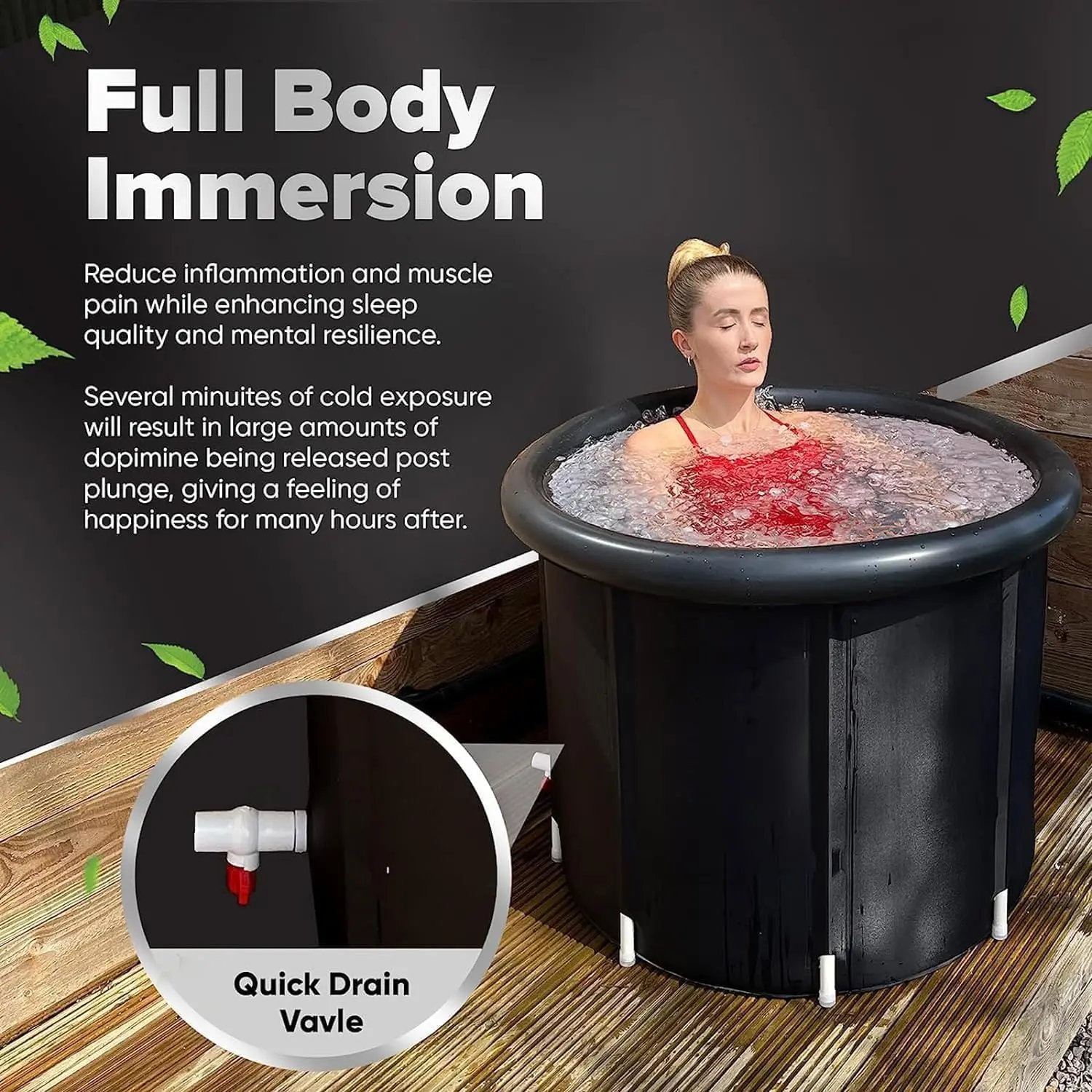 Portable Large Ice Bath Tub with Lid, Athletes Cold Water Therapy Recovery Pod, Foldable Home Inflatable SPA Bath tub Plunge Tub - Detail 1