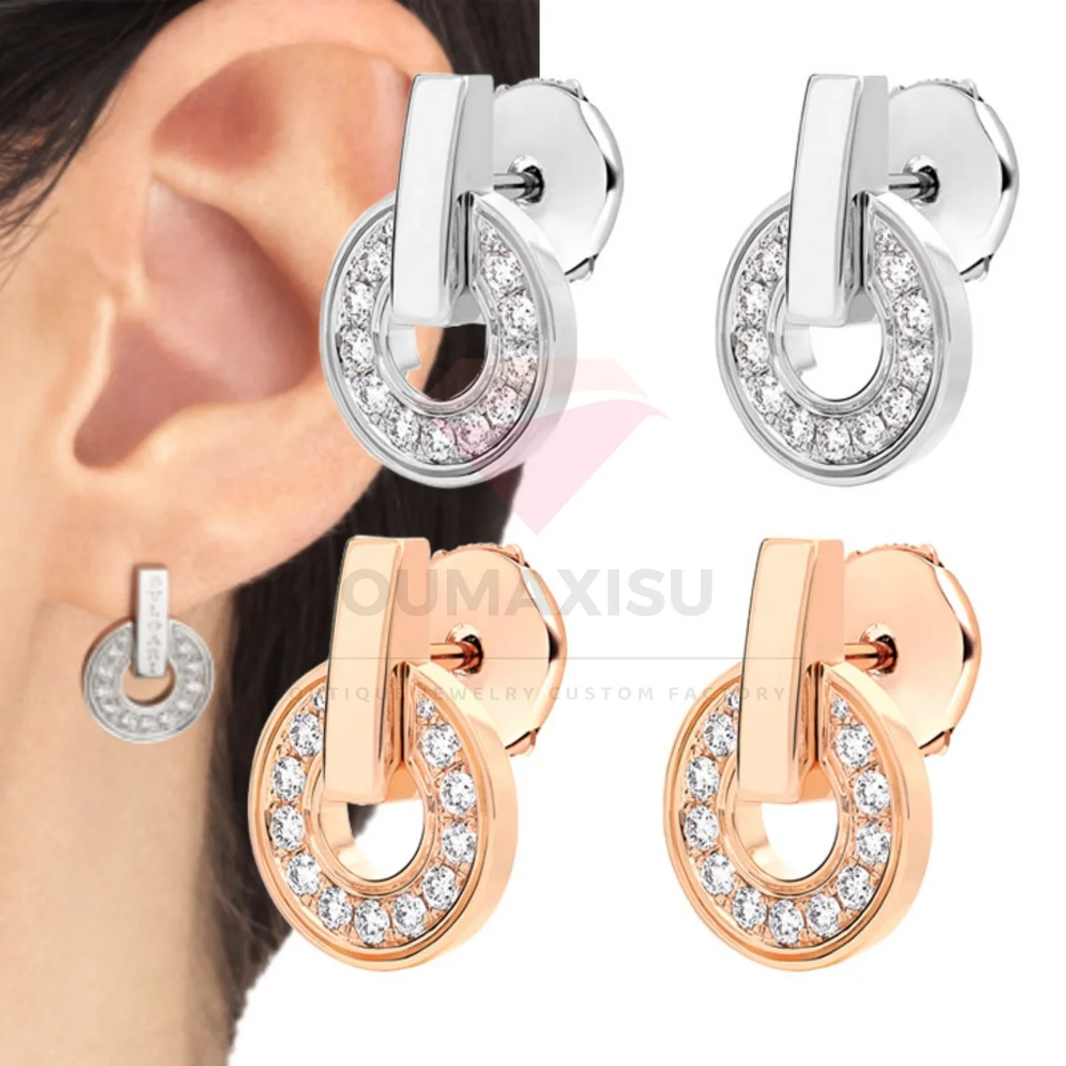 

Fashionable and Luxurious S925 Circular Zircon Earrings Party Workplace Versatile Jewelry High Quality - Birthday Gift