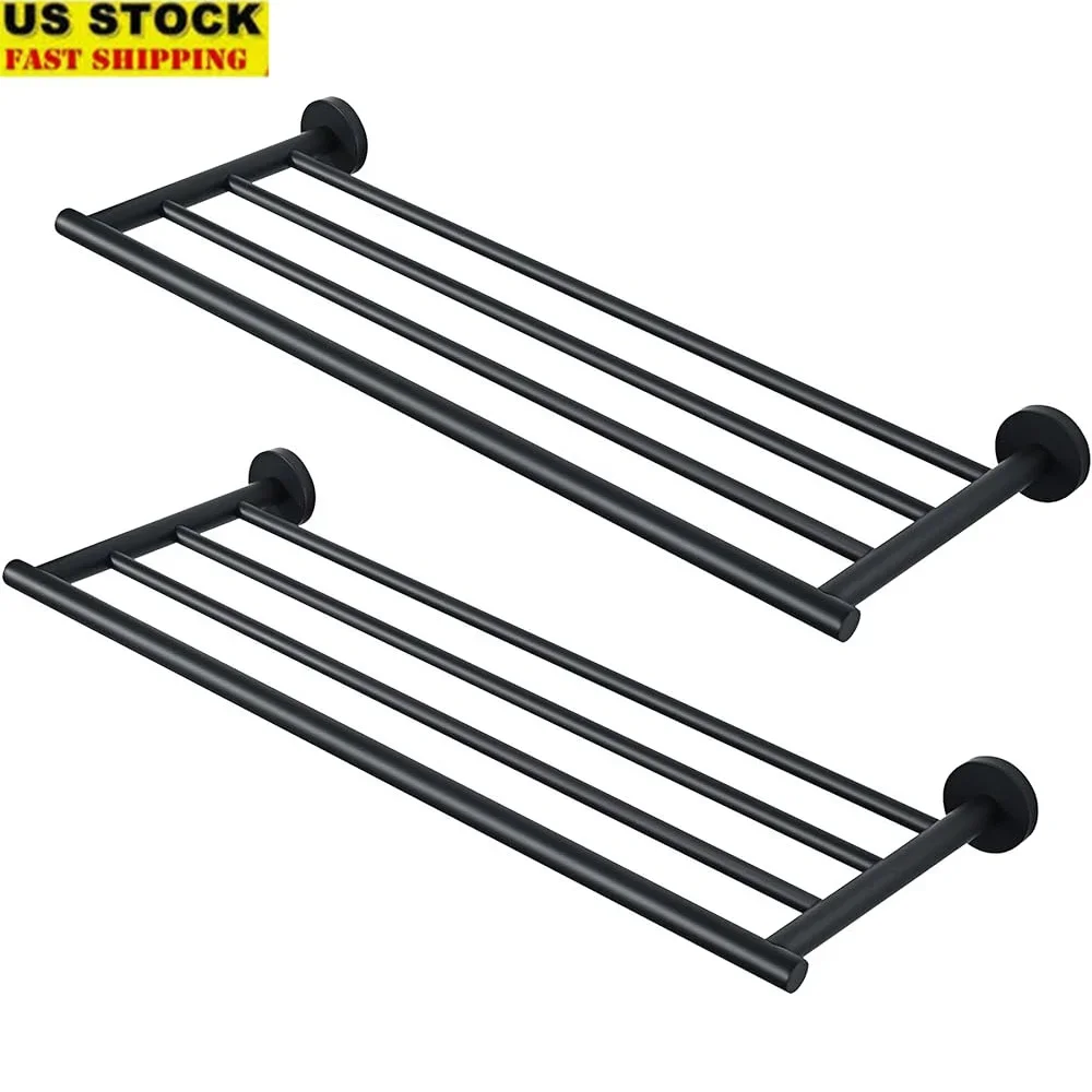 

2PCS Wall Mounted Towel Rack 24 Inch Stainless Steel Towel Bar Shelf Bathroom Holder Easy Install Durable Long Lasting