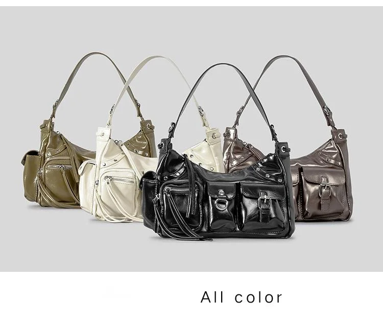 Borsa a tracolla alla moda, borsa da moto multitasche di grande capacità, borsa a tracolla in PU di alta qualità con design di nicchia. Borsa da ascellare in stile ragazza hot Y2K._voghion.com