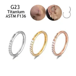 ASTM F136 Titanium Nose Rings 5A Zircon Earrings Ear Tragus Cartilage Piercing Helix Daith Hoops Classical Clicker Jewelry