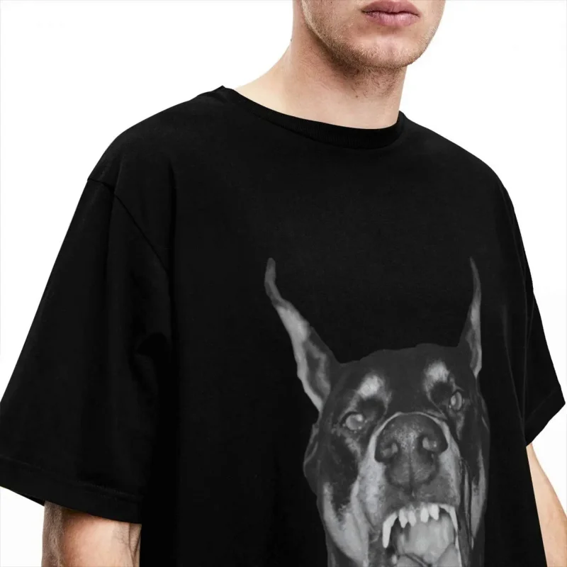 Black Doberman T-Shirt angry Animal Trendy Cool T-Shirts Short Sleeve Aesthetic Tshirt Summer Cotton O Neck Plus Size Clothing