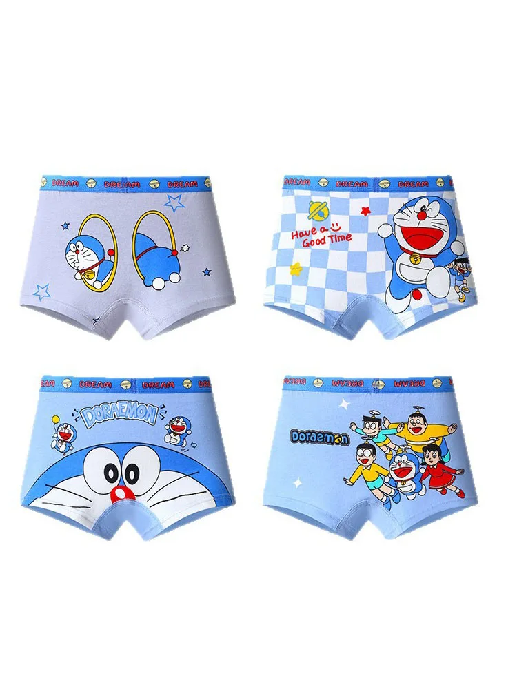Doraemon underwear creative high-value animation cartoon printing student cotton sweat-absorbent breathable boxer shorts 4 Pack view 5