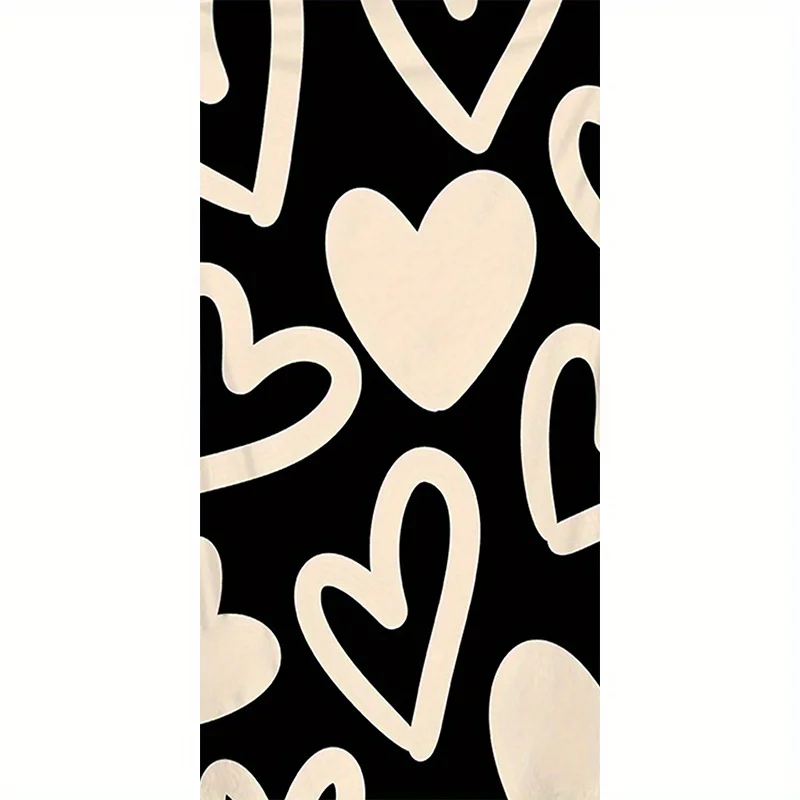 

Beach Towel Heart Shape Pattern Sun Protection Windproof Suitable For Swimming Pool Camping Travel Blanket