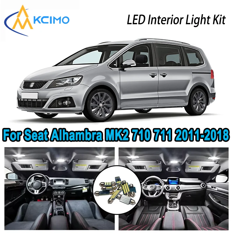 

For Seat Alhambra MK2 710 711 2011-2018 2012 Premium Bright LED Interior Dome Map Trunk Light Kit Car Led Lamps Canbus No Error
