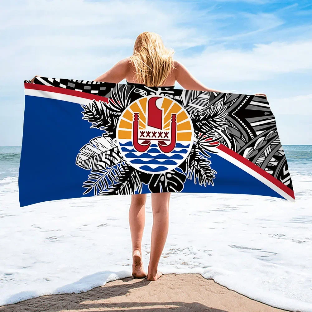 Tahiti Polynesian Design Beach Towel Gifts Soft Face Hair Quick Dry Towel Beach Absorbent Towel Comfort Washcloth for Women Men