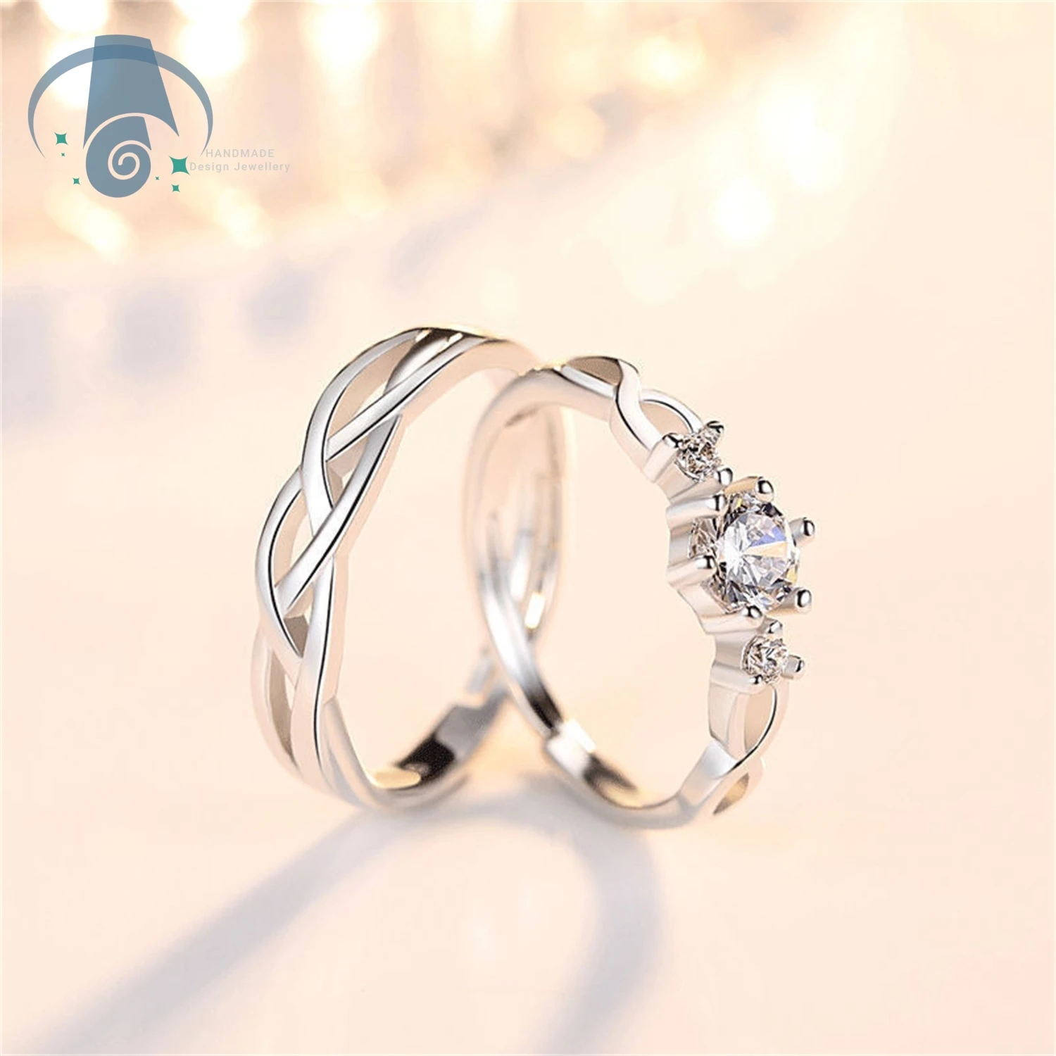 Rose Gold Matching Couple Rings Minimalist Unique Band Set Romantic Anniversary Promise Gifts for Lovers Wedding Day His and Her