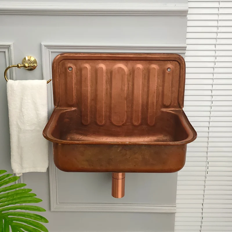 

European Wash Basin Retro Bronze Plating Nostalgia Hanging Basin Bathroom Sink Model Room Wash Kitchen Balcony