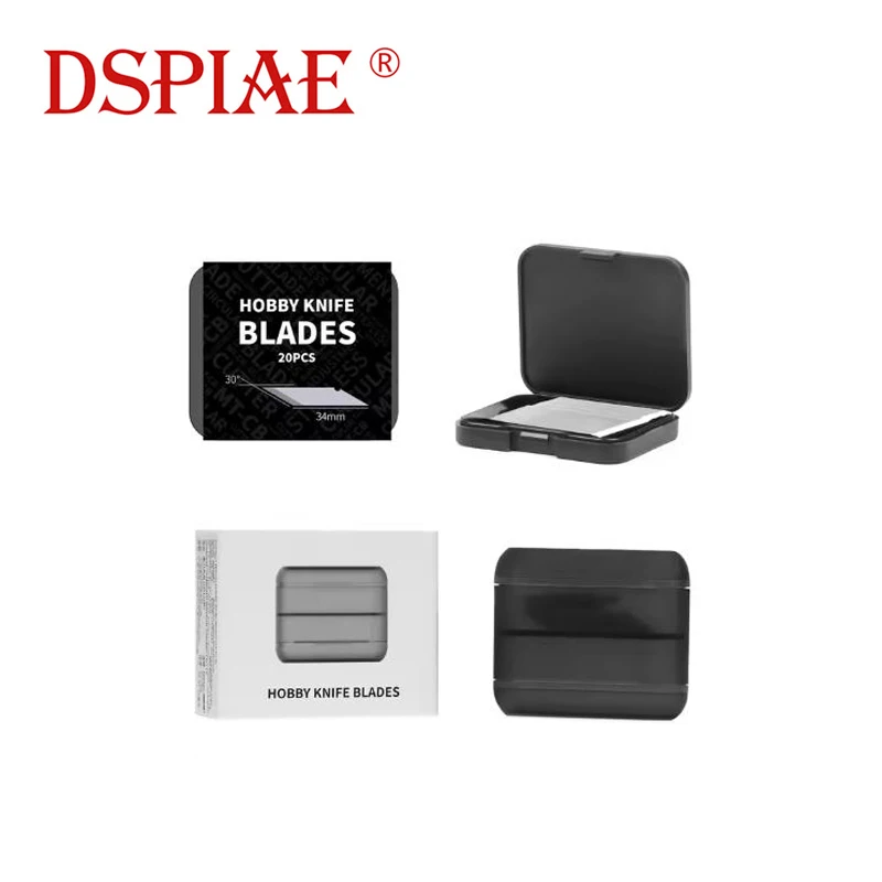DSPIAE DK-B01/DK-B02 Broad/Narrow Pen Knife Blade 20PCS Carbon Steel Spare Blades for AT-DK01/AT-DK02 Model Penknife Cutter Tool