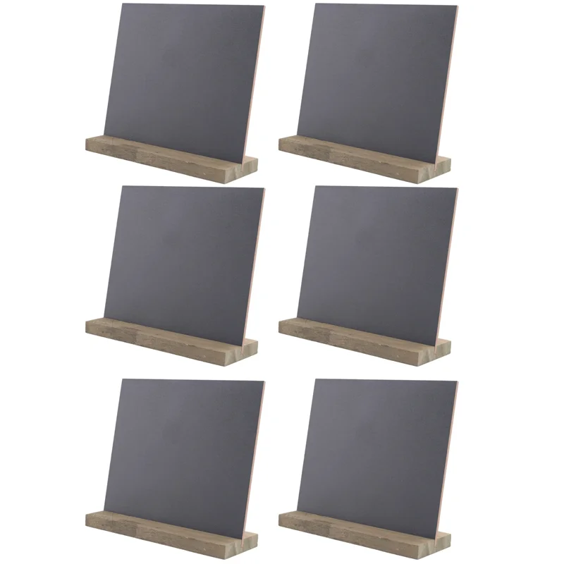 AM-6 Pack Rustic Chalk Board Sign With Wood Stand For Wedding Decorations Signs Labels 6X5 Inch Blackboard