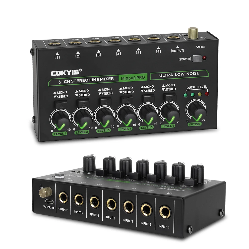 MIX600 Easy Operation Audio Mixer with Independent Microphone Control for Guitars Bass and Stage Use