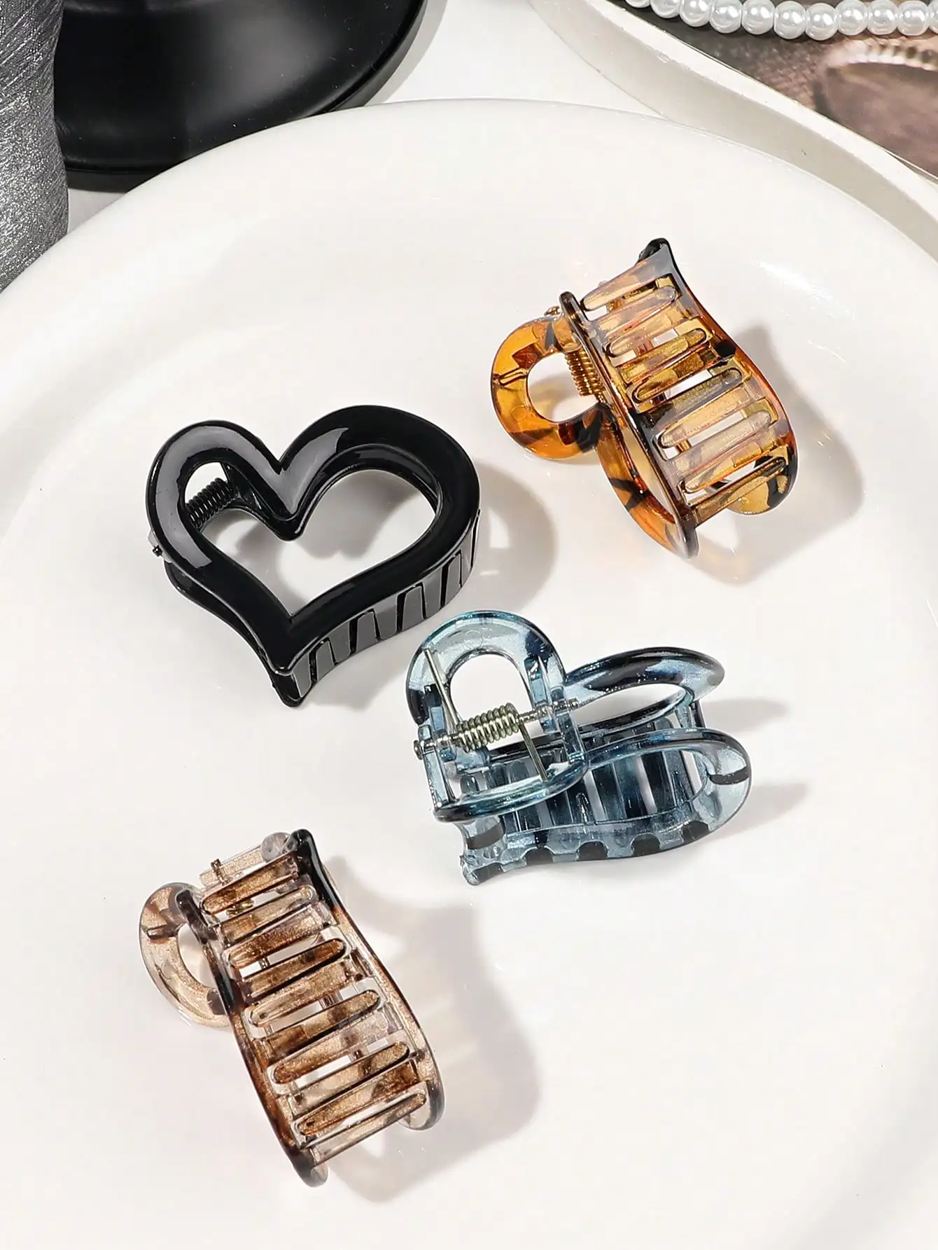 5 قطعة مشبك شعر على شكل قلب الفهد للنساء بني متوسط نونسليب مقابض شعر للشعر الرقيق السميك دبابيس شعر لطيفة إكسسوارات الشعر #4