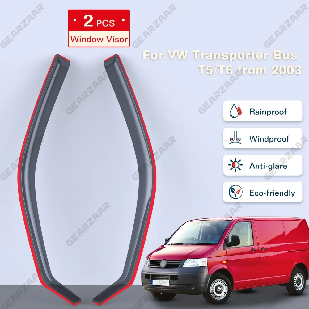 For VW TRANSPORTER T5 T6 WIND DEFLECTORS - 2003 - 2017 WIND&RAIN&SMOKE 2 PIECE