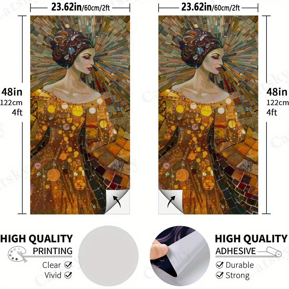 Elegant Mosaic Woman Portrait Sticker,High Value! 2D Flat Vinyl Sandboard Decals - Budget-Friendly and High Value, Bubble-Free a