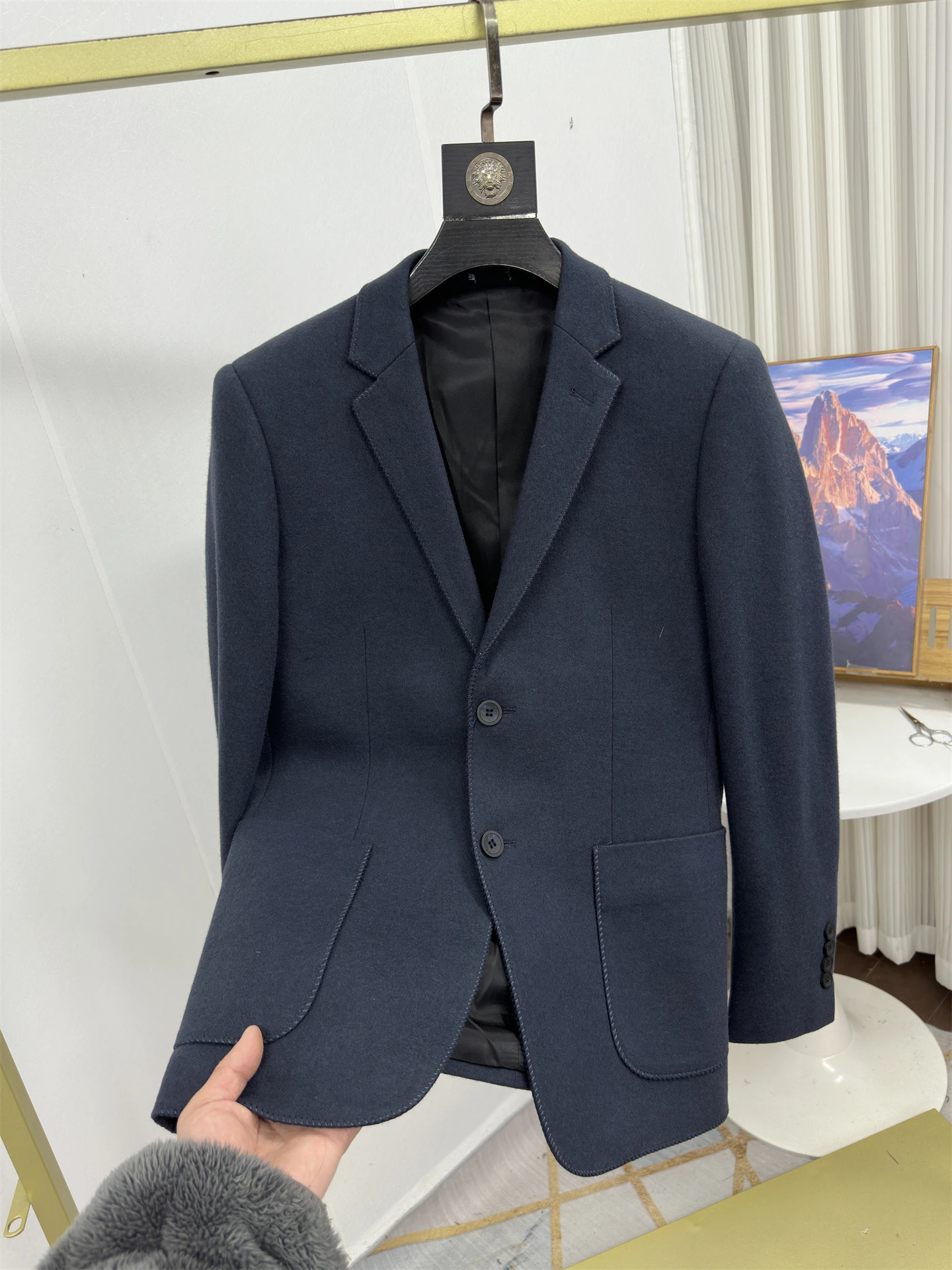 

Warm Thiened Woolen Casual Men's Jaet Stand Fit Commute Sle Polyester Regenerated Cellulose Fiber Cotton Blend