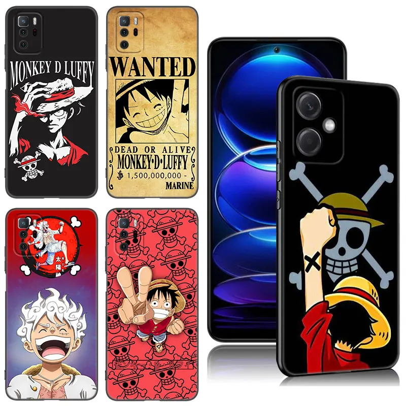 Anime One Piece Luffy Black Silicone Phone Case For Xiaomi Redmi Note 10 11 11S 12 13 4G 8 9 11T Pro 5G Plus 8T 9S 10S 12S