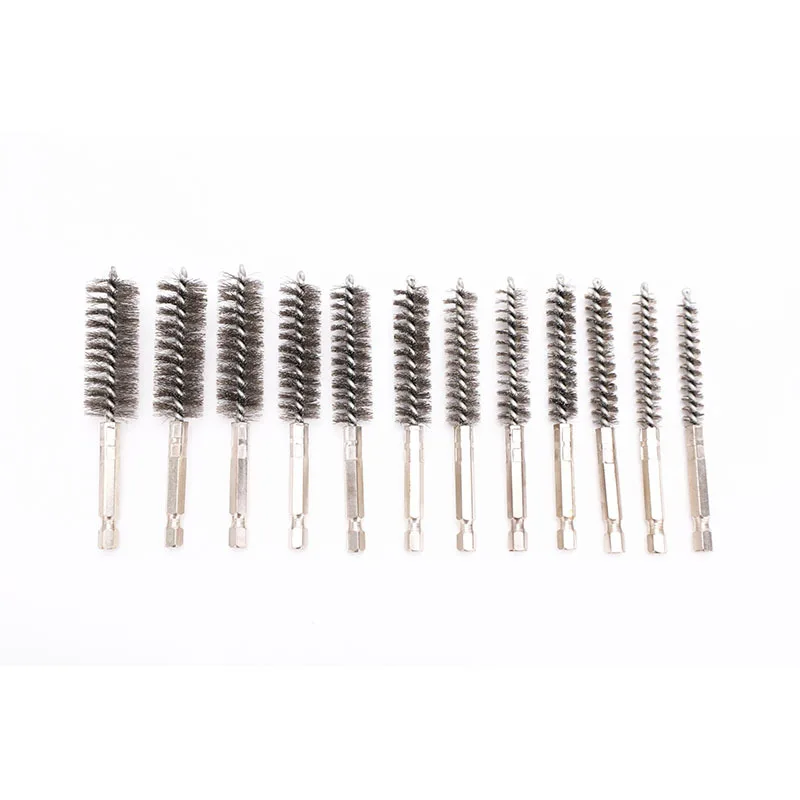 Jujian hexagonal pole stainless steel brush electric inner hole copper wire steel wire brush polishing deburring pipe brush