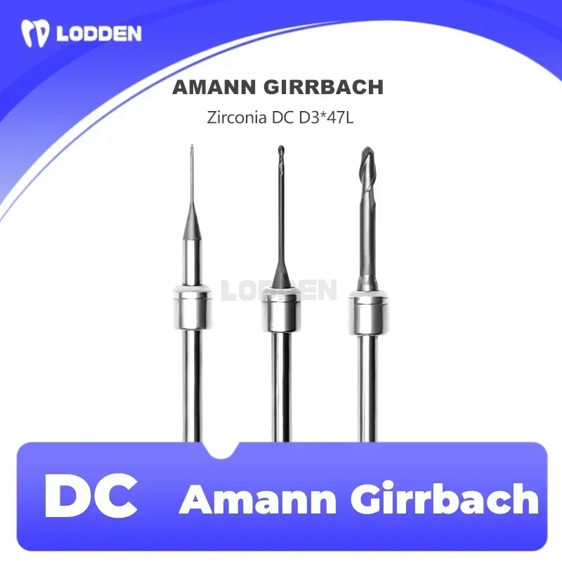 Amann Girrbach Dental Milling Burs For Grinding Zirconia Shank 3mm L47mm DC Diamond Coating Drill Diameter 2.5/1.0/0.6mm Tools