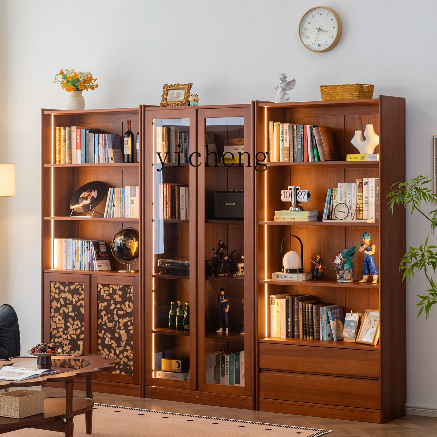

LX Solid Wood Bookshelf Full Wall Storage Rack