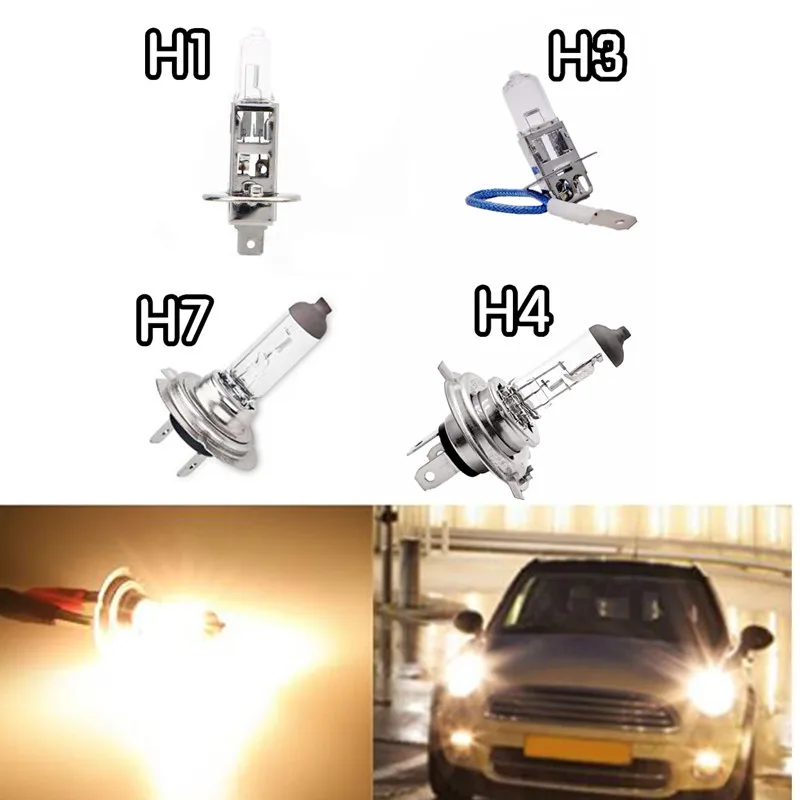 

2 pcs H1 H3 H4 H7 car halogen bulbs warm yellow headlight light source 12V55W HB2 9003 fog light bulbs 2300K