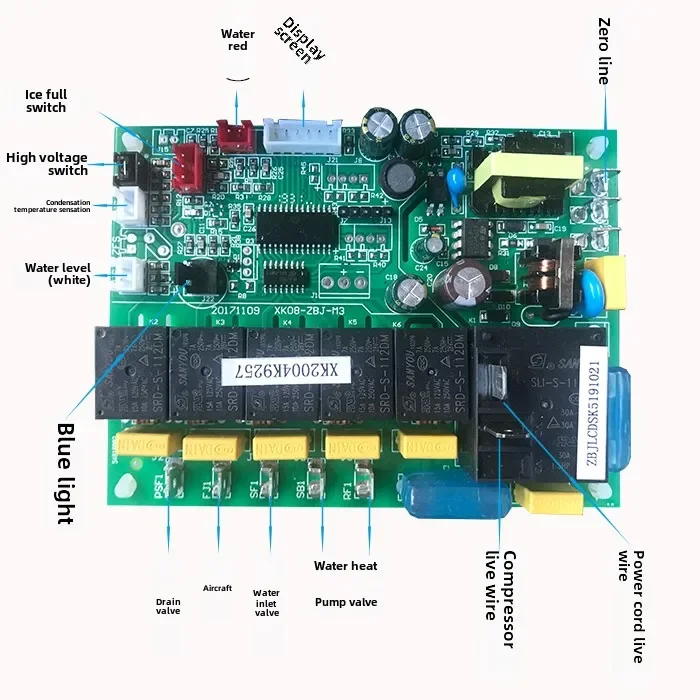 Flow type ice machine computer board main board 7 key display screen ice deer all help