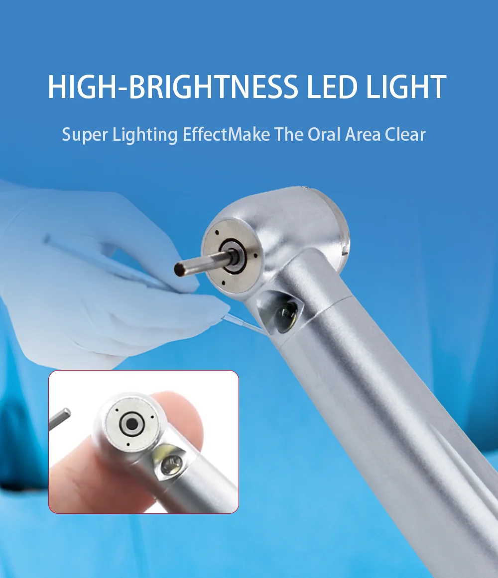 DEASIN Dental LED Hoch- und Niedriggeschwindigkeits-Handstück-Set, gerades und kontra-winkeliges Luftturbinen-Handstück mit 2/4 Anschlüssen, komplettes Dental-Handstück-Set – Detail 5