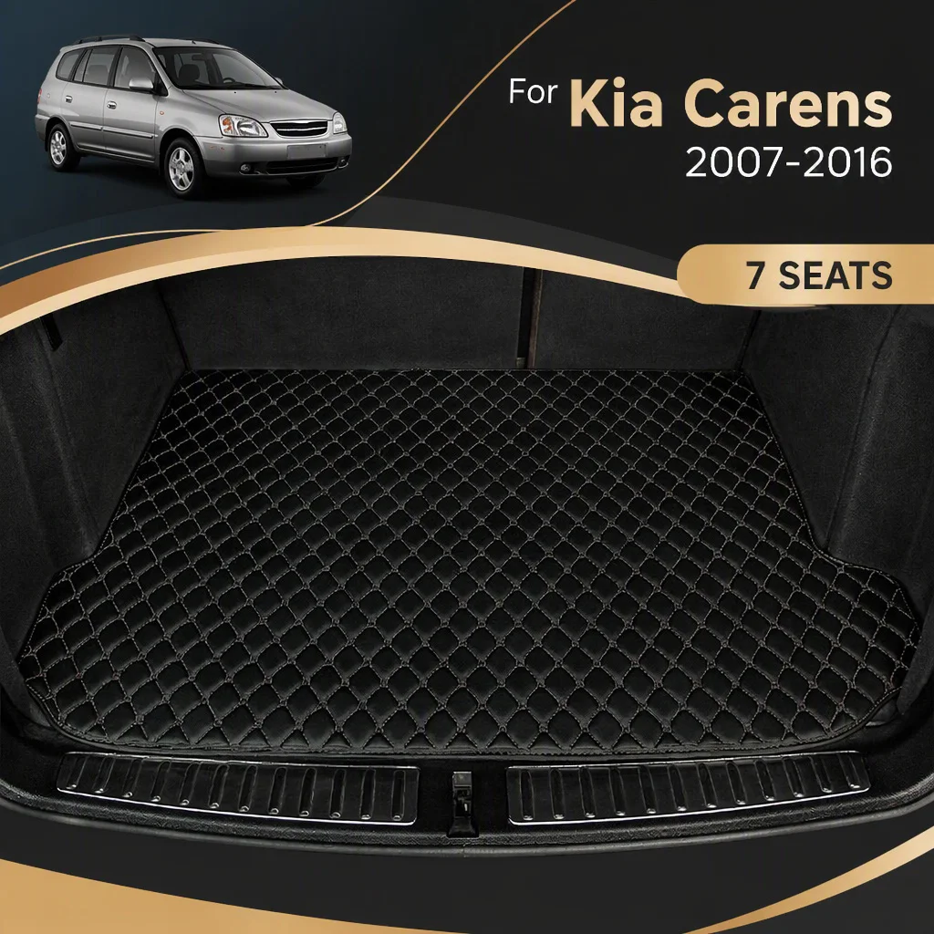 Leather Car Trunk Mat for 7 Seats Kia Carens 2007-2016 Trunk Cargo Liner Storage Carpet Car Interior Accessories Decor