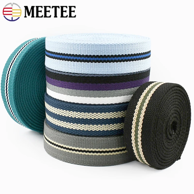 

2Meters Meetee 38mm Stripe Cotton Webbing Tape Sewing Canvas Bags Strap Decorative Ribbon Band Garment Bias Binding Accessories