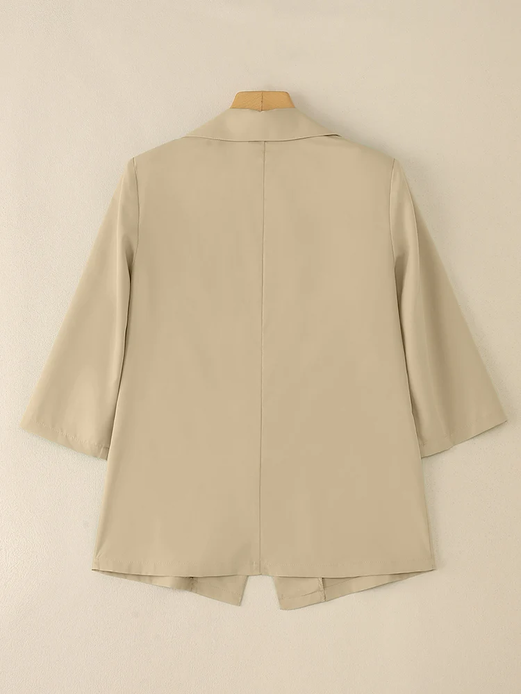 เสื้อเบลเซอร์ลำลองน้ำหนักเบาสำหรับผู้หญิง ZANZEA รุ่นปี 2025 ปกแหลม แขนสามส่วน แบบเปิดด้านหน้า เหมาะสำหรับใส่ทำงานหรือเดินทางไปออฟฟิศ ไซส์ 3XL