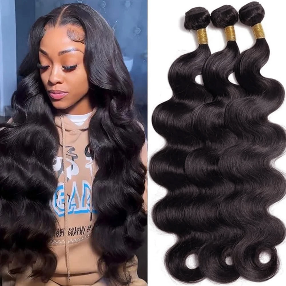 

Body Wave 40 Inch Raw Remy 100% Human Hair Bundle Natural Wavy Human Hair Extensions 1/3/4 Bundles Deals Double Drawn Weft