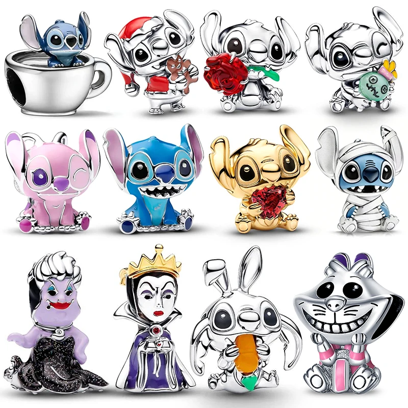 

Hot Sale Charms Silver 925 Disney Stitch Bead Fits 3mm Bracelet Bangle Necklace For Women Pendant Luxury DIY Jewelry Making Gift