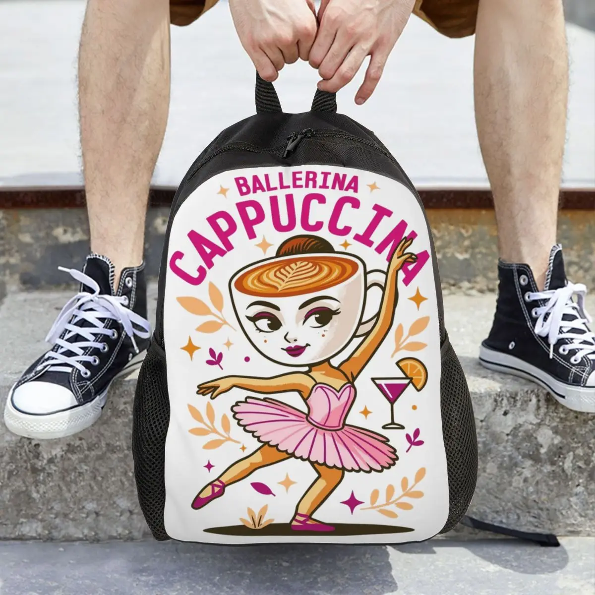 

Балерина Капучице, итальянский подростковый рюкзак Brainrot, спортивный школьный рабочий рюкзак для мужчин и женщин, холщовые сумки для ноутбука