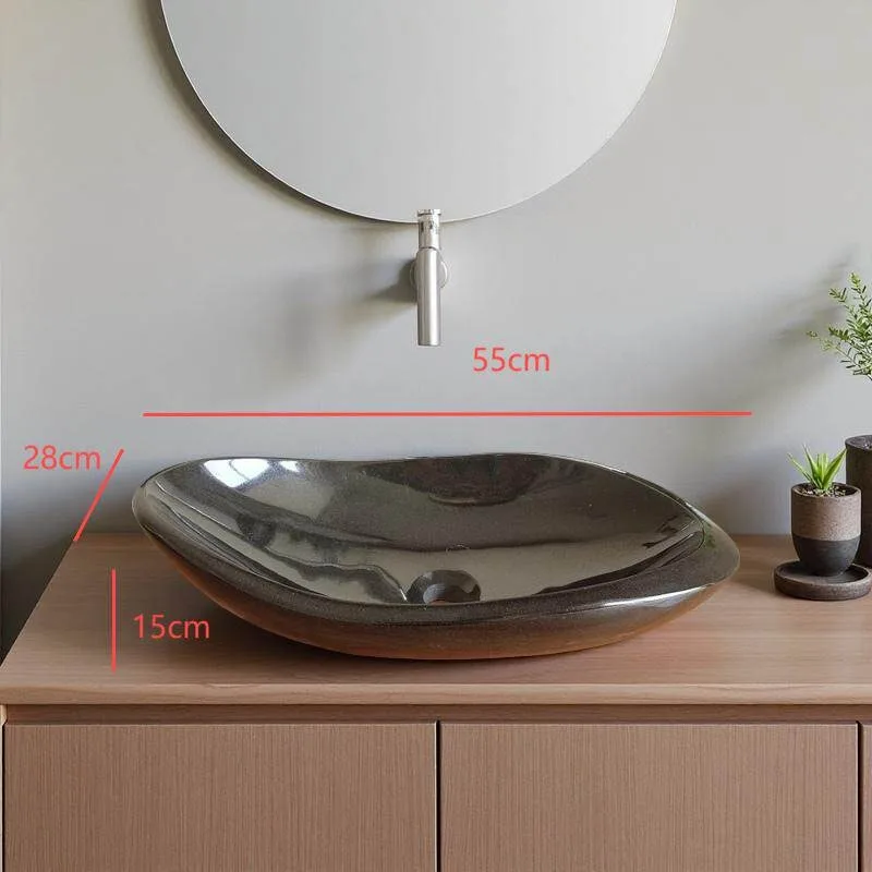 Natural granite Shanxi black wash basin, boat-shaped art stage basin, high-brightness hardness stone wash basin
