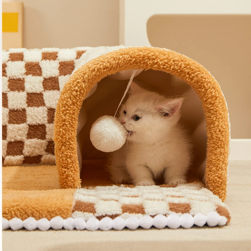 New Cat Nest Cat Tunnel Winter Warm Closed Removable and Washable Cat Shelter House Winter Pet Safe House Home Pet Supplies