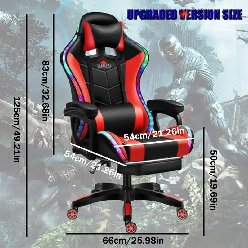 Pink  Computer PC Gamechair Gaming Pu Leather Gamer Massage Racing Gaming Chair with Lights and Speakers