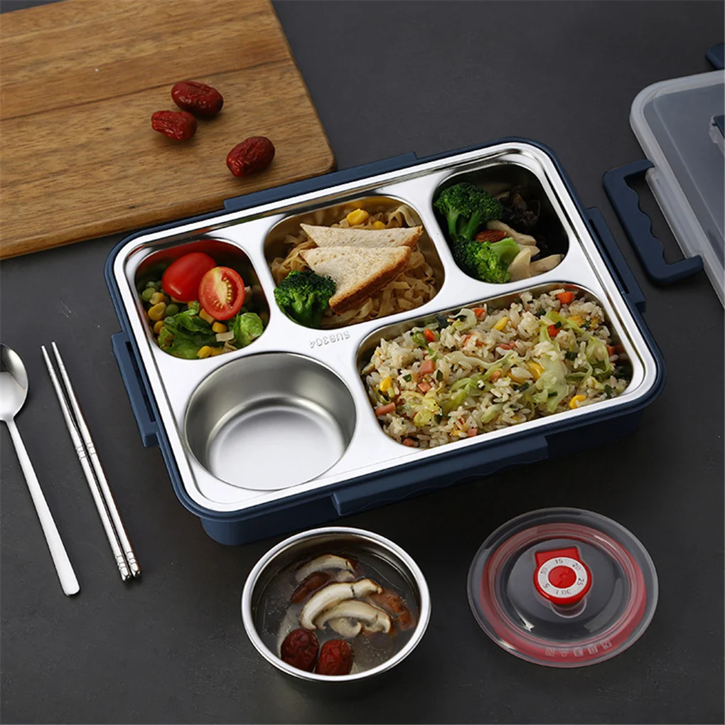 صندوق غداء من الفولاذ المقاوم للصدأ، علبة طعام مانعة للتسرب، حاوية تخزين الوجبات العازلة للحرارة، بني، L