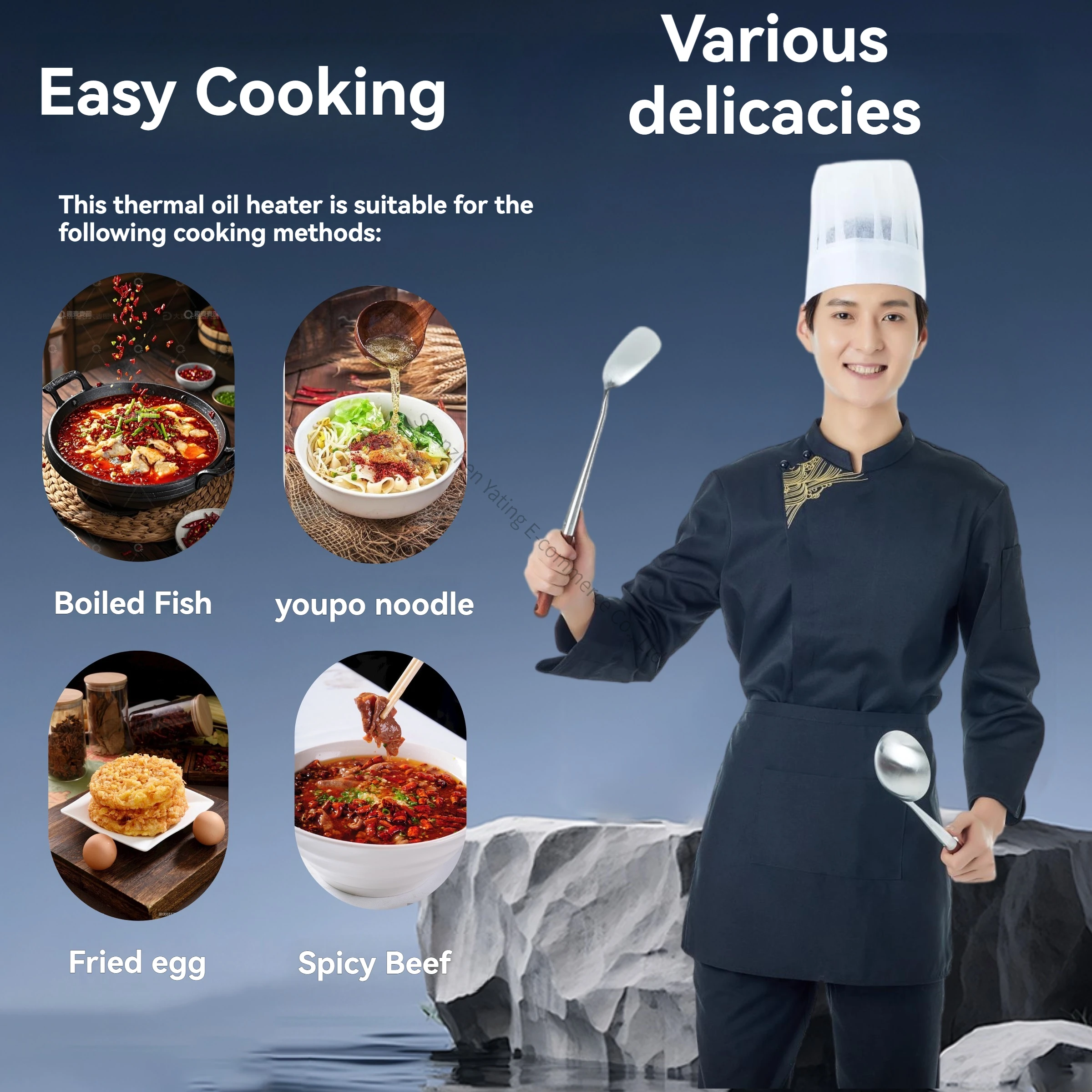 3.5L Constant Temperature Commercial Oil Heater Sauerkraut Fish Oil Splashing Surface Hot Oil Intelligent Fryer Snail Powder