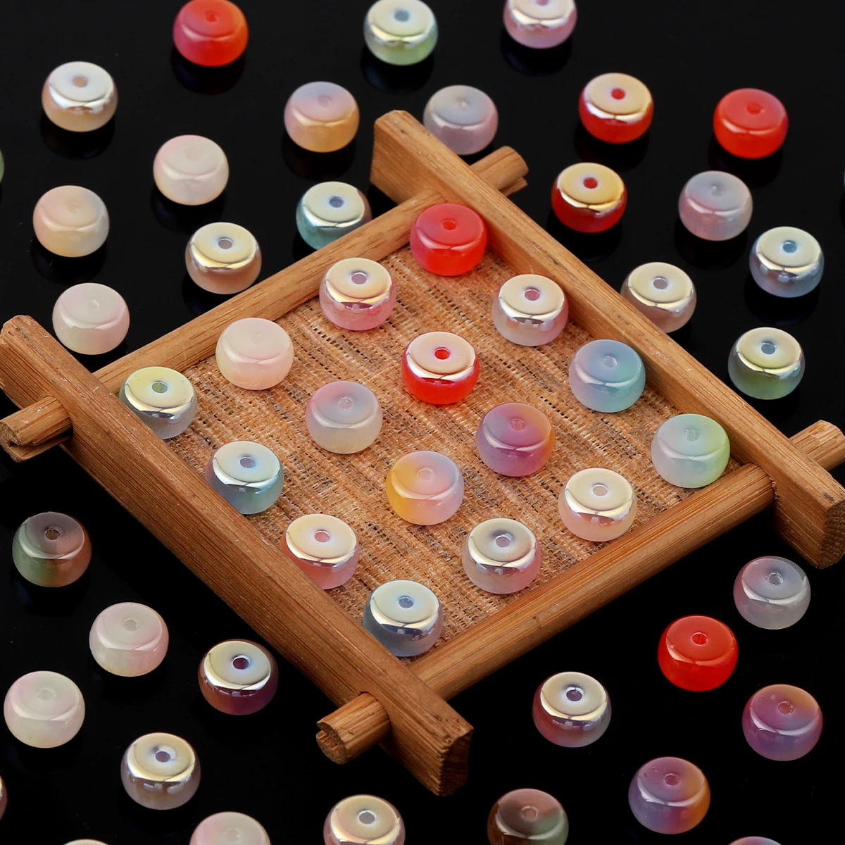 15/30pcs Random Color Flat Rondelle Acrylic Beads 5*10mm Loose Beads For DIY Bracelet Necklace Hair Accessories Craft Making