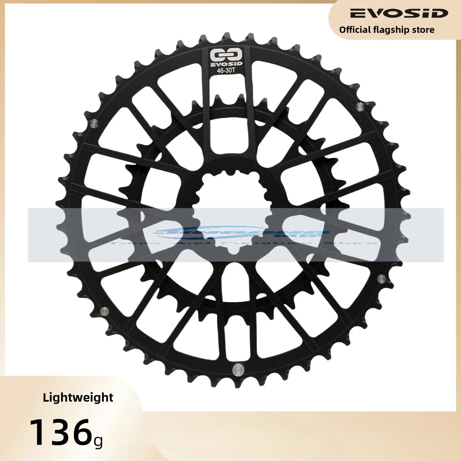 

EVOSID road bicycle melon car tooth plate aluminum alloy double plate ultra-light three nails straight 46-30/48 -32T