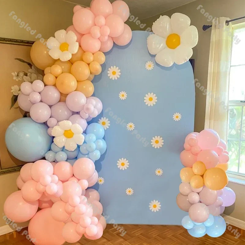 

102pcs Two Groovy Balloon Arch Cream Peach Pink Blue Daisy Balloons Baby Shower 1st Birthday Gender Reveal Wedding Decorations